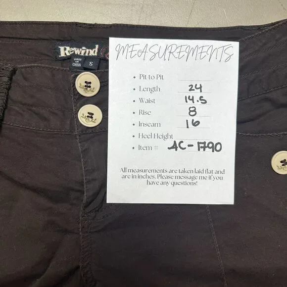 2/$30 Vintage Rewind Crop Capri Pants Size 5 Brown Y2K Sporty Coquette Low Rise - Picture 3 of 12